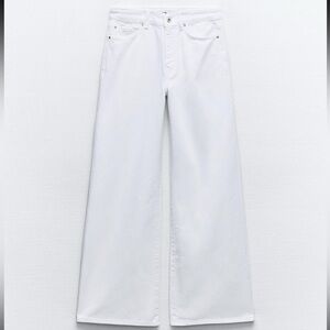 Zara White High Rise Wide Leg Jeans
